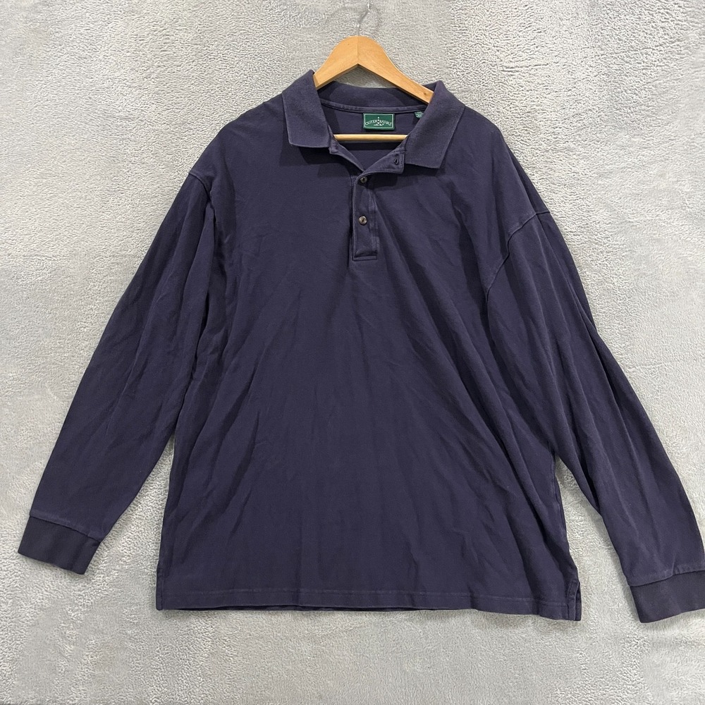 Outer Banks Polo Shirt Mens 2XL Navy Blue Long Sleeve Collared Side Slit Popover